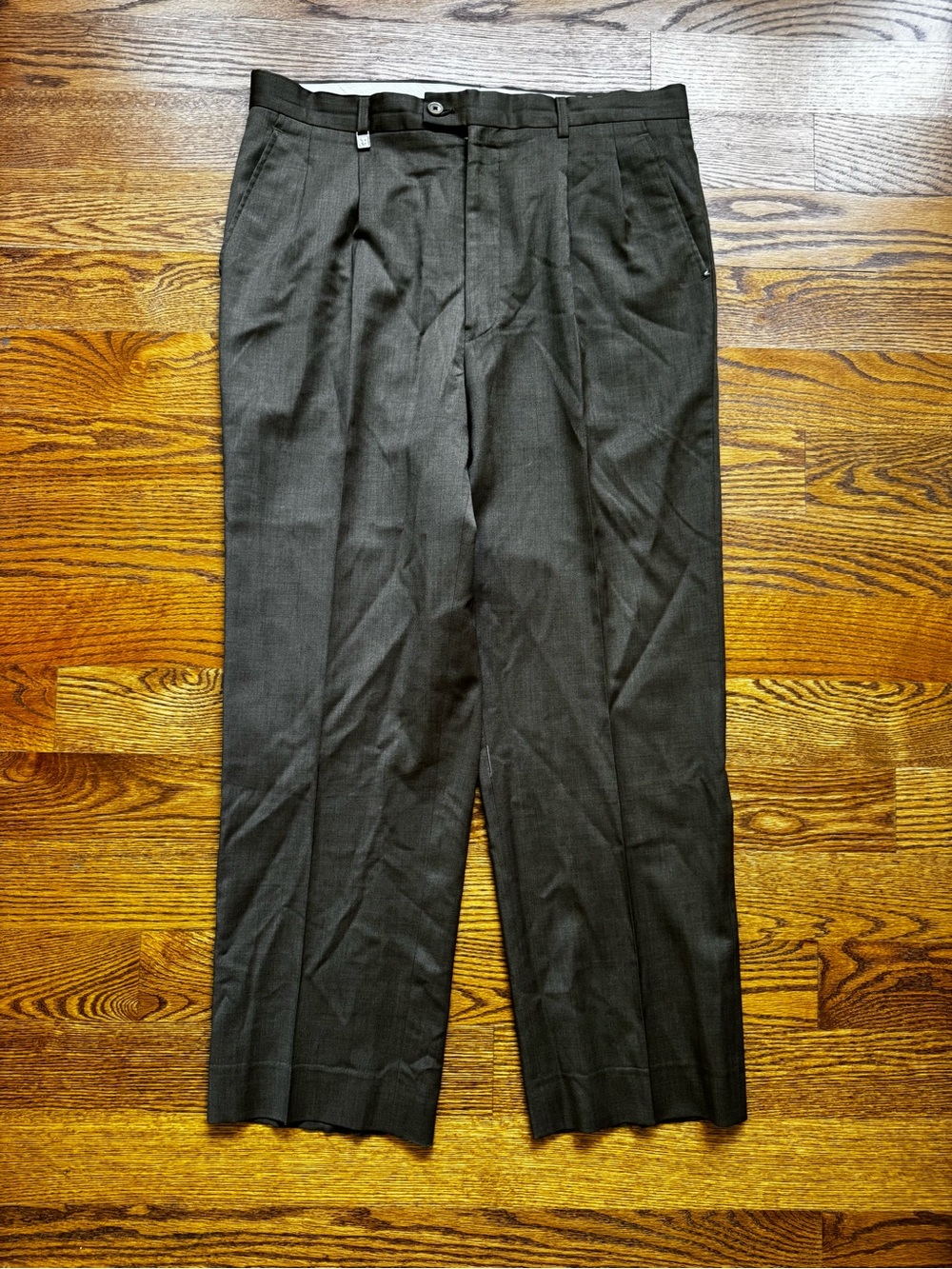 Vintage Playboy Wool Blend Pleated Dress Pants Brown Cuffed Trousers